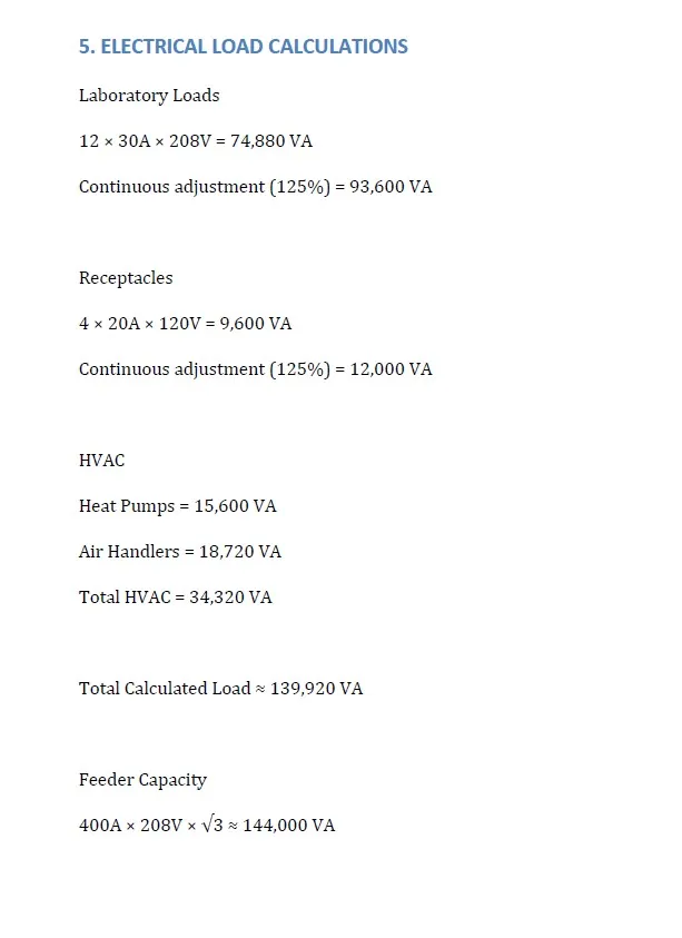 Electrical load calculations